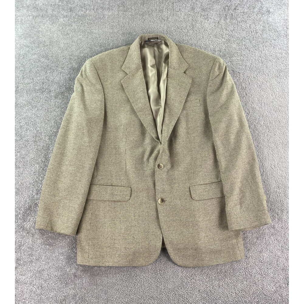 Vintage LL Bean Sport Coat 42 R Beige Silk Wool Hopsack Luxury Designer Traveler